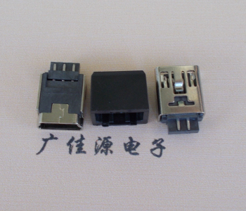 从化MINI USB 5Pin接口 带护套焊线母座 B型180度铜壳