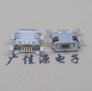 从化MICRO USB5pin接口 四脚贴片沉板母座 翻边白胶芯