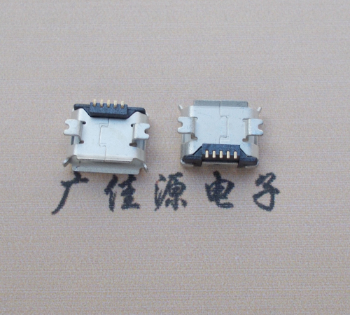 从化Micro USB 5PIN接口,B型垫高0.9mm鱼叉脚贴片雾锡卷边